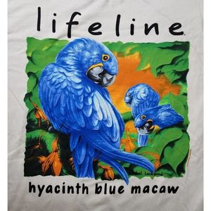 Vintage T Shirt Single Stitch Life Line Blue Macaw Rachel Lockwood Large 1992